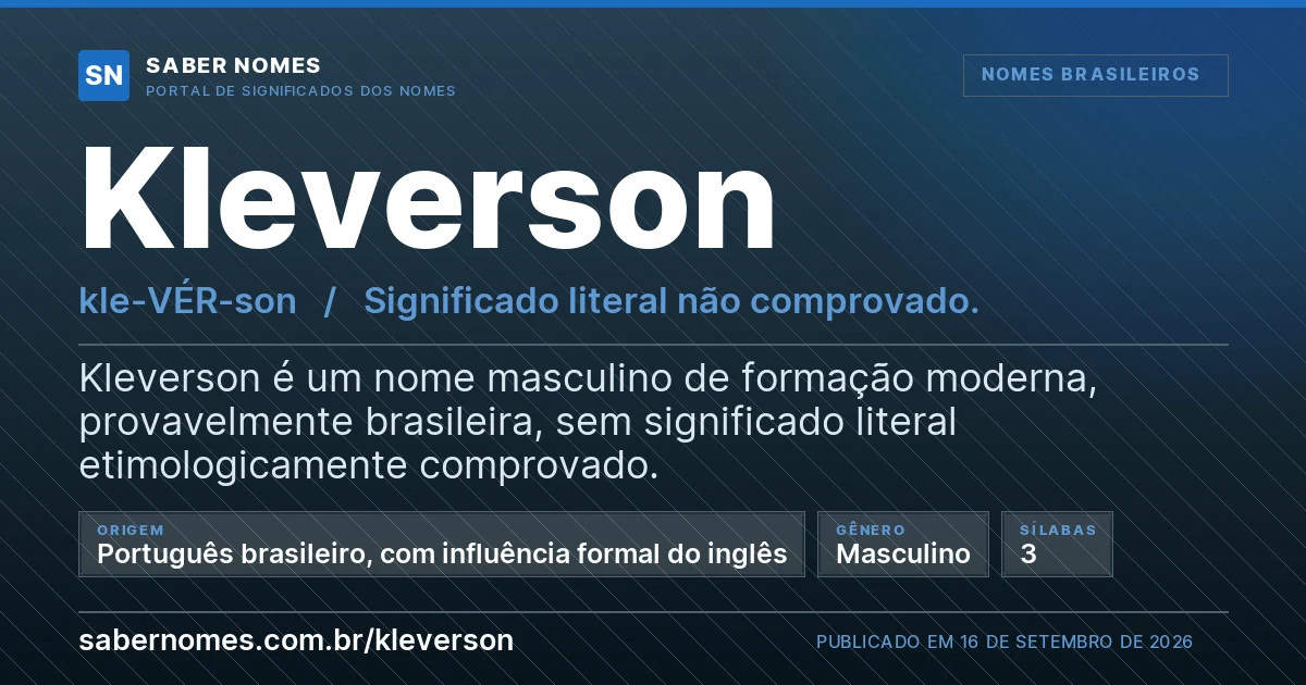 Imagem com o significado do nome Kleverson