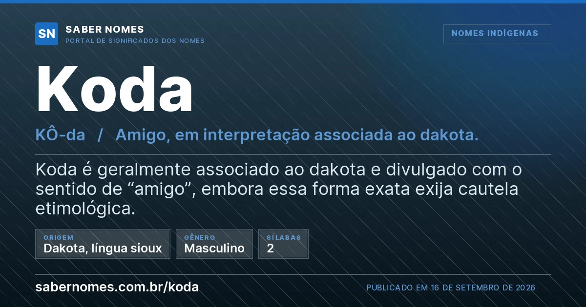 Imagem com o significado do nome Koda