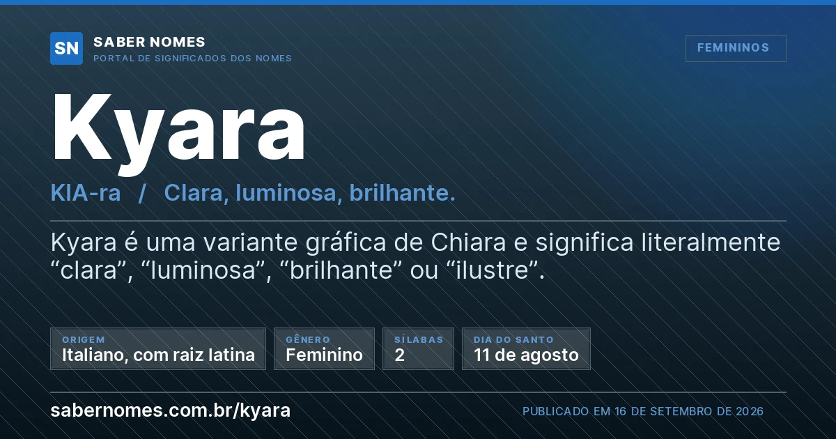Imagem com o significado do nome Kyara