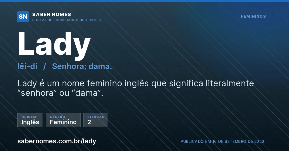 Imagem com o significado do nome Lady