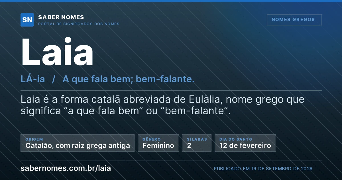 Imagem com o significado do nome Laia