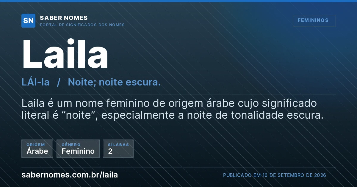 Imagem com o significado do nome Laila