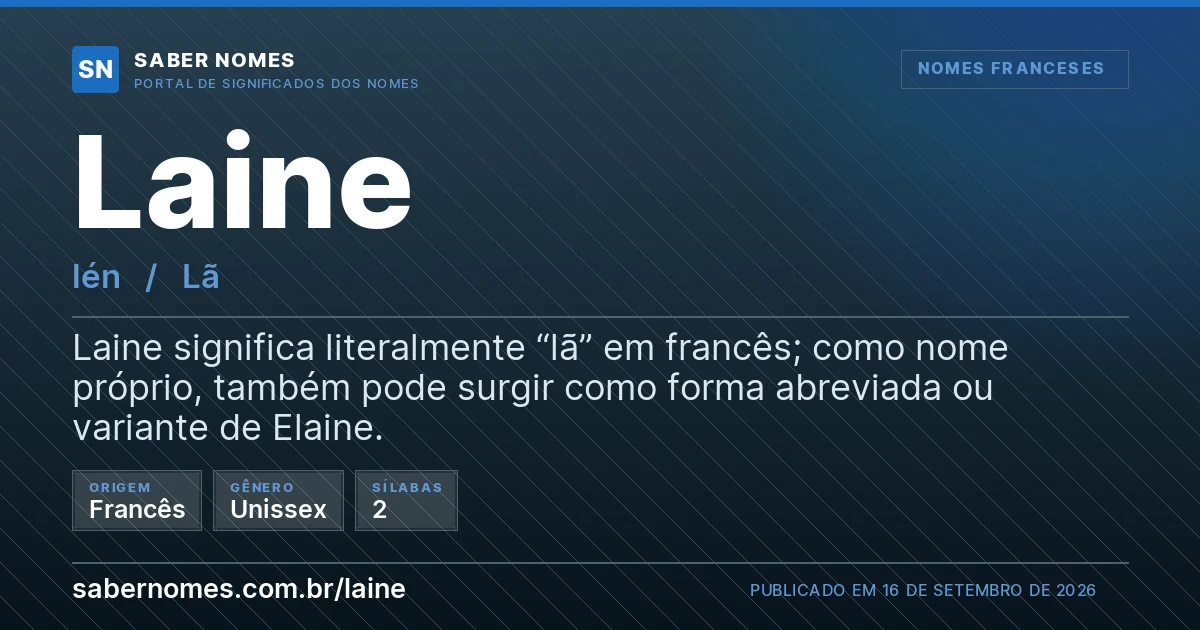 Imagem com o significado do nome Laine