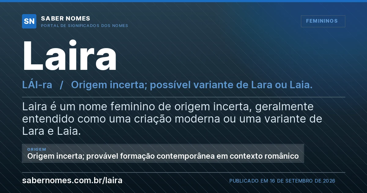 Imagem com o significado do nome Laira