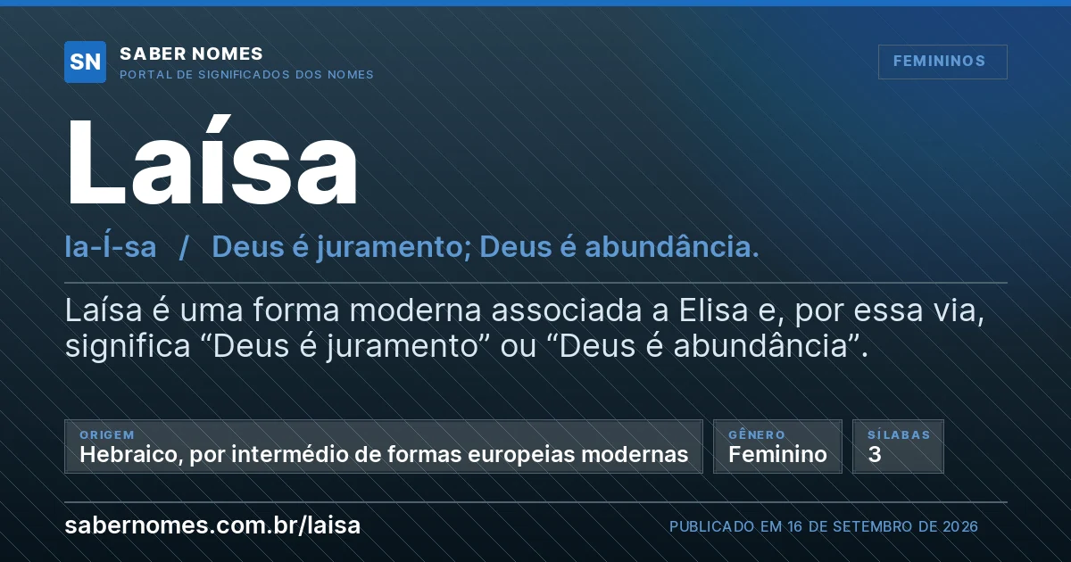 Imagem com o significado do nome Laísa