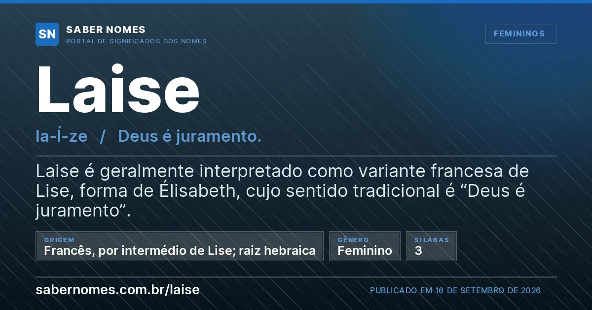 Imagem com o significado do nome Laise
