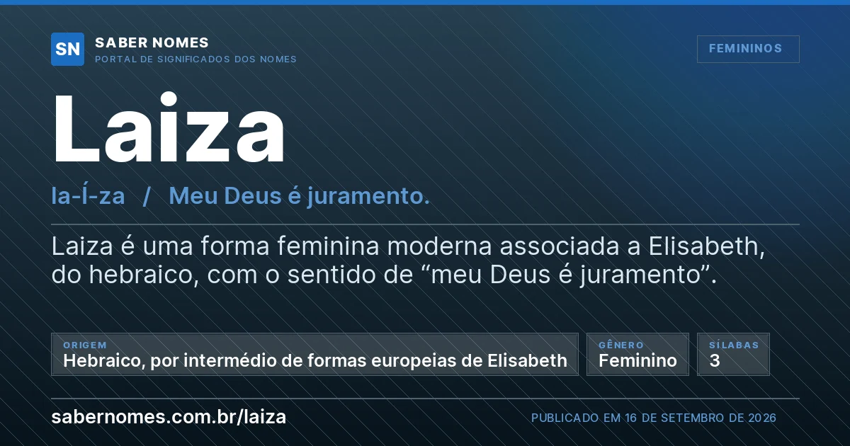 Imagem com o significado do nome Laiza