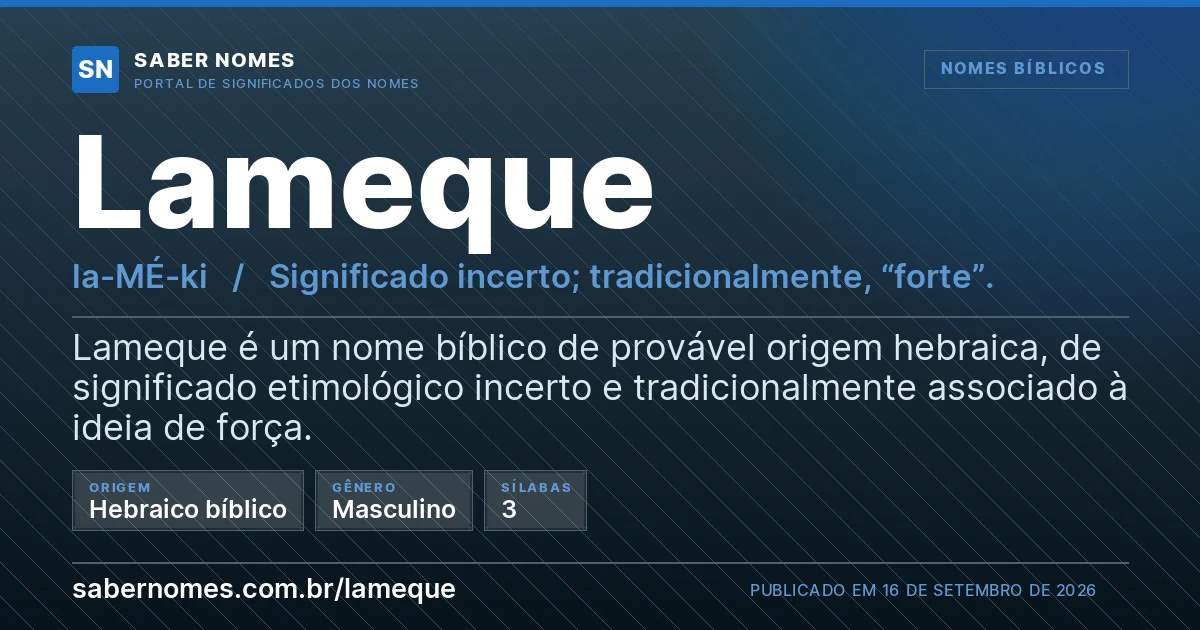 Imagem com o significado do nome Lameque