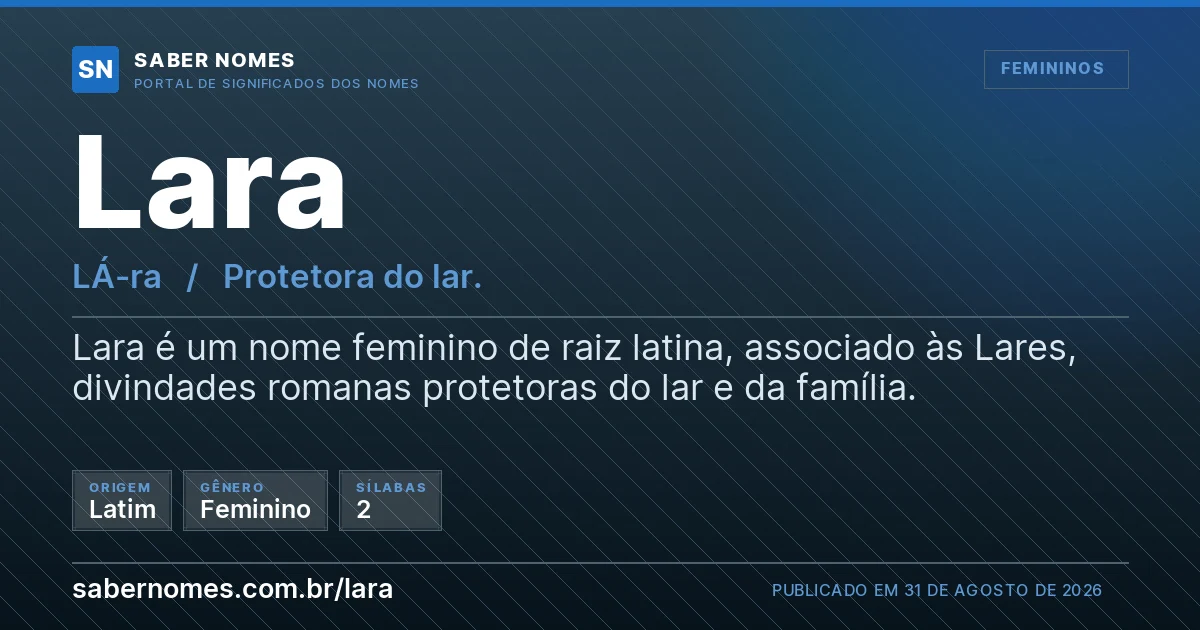 Imagem com o significado do nome Lara