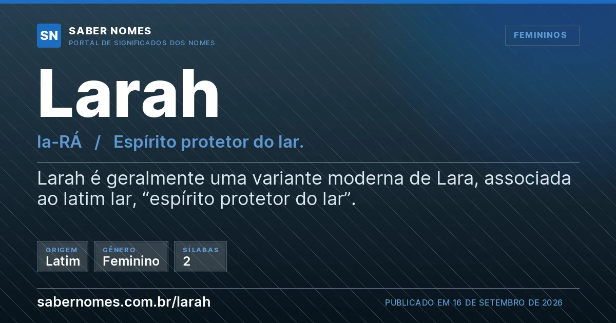 Imagem com o significado do nome Larah