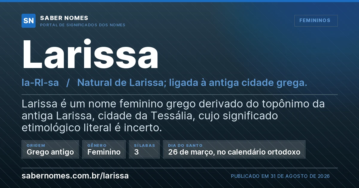 Imagem com o significado do nome Larissa