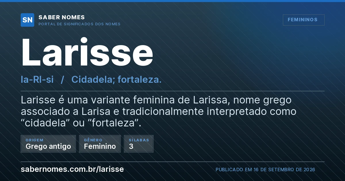 Imagem com o significado do nome Larisse
