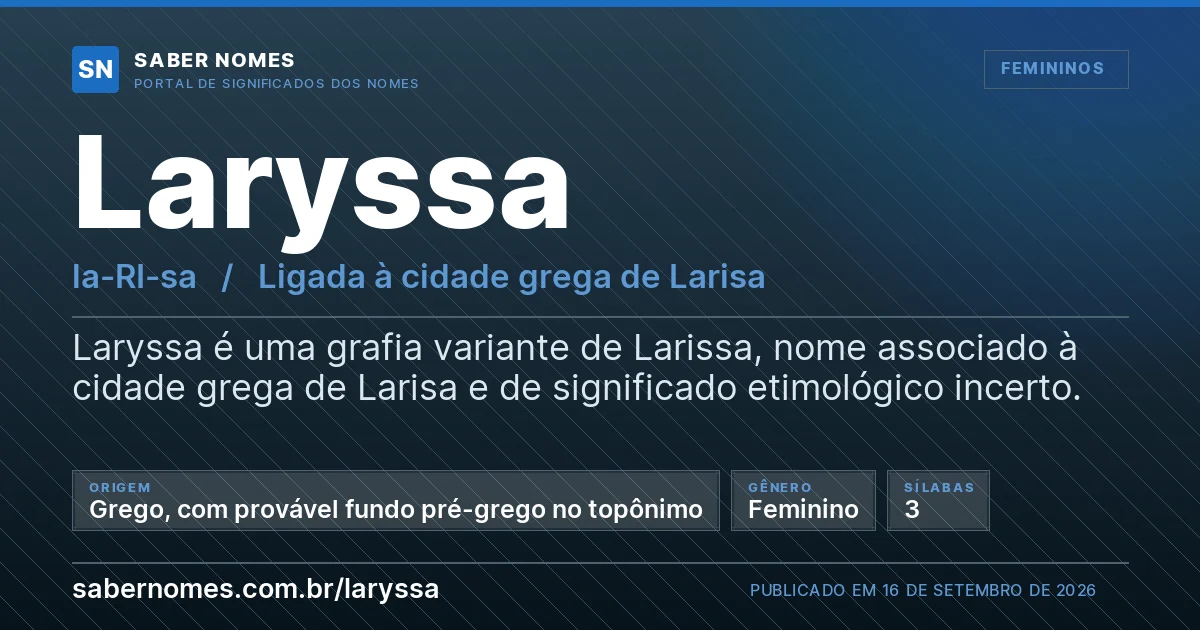 Imagem com o significado do nome Laryssa