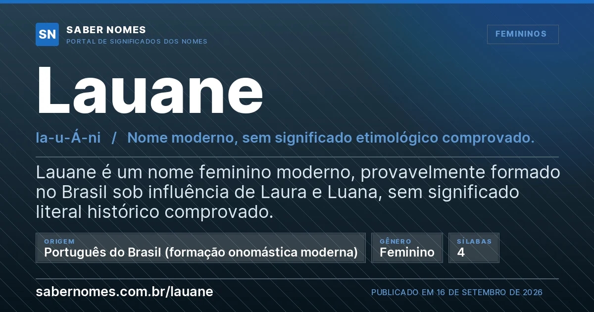 Imagem com o significado do nome Lauane