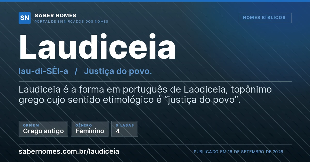 Imagem com o significado do nome Laudiceia
