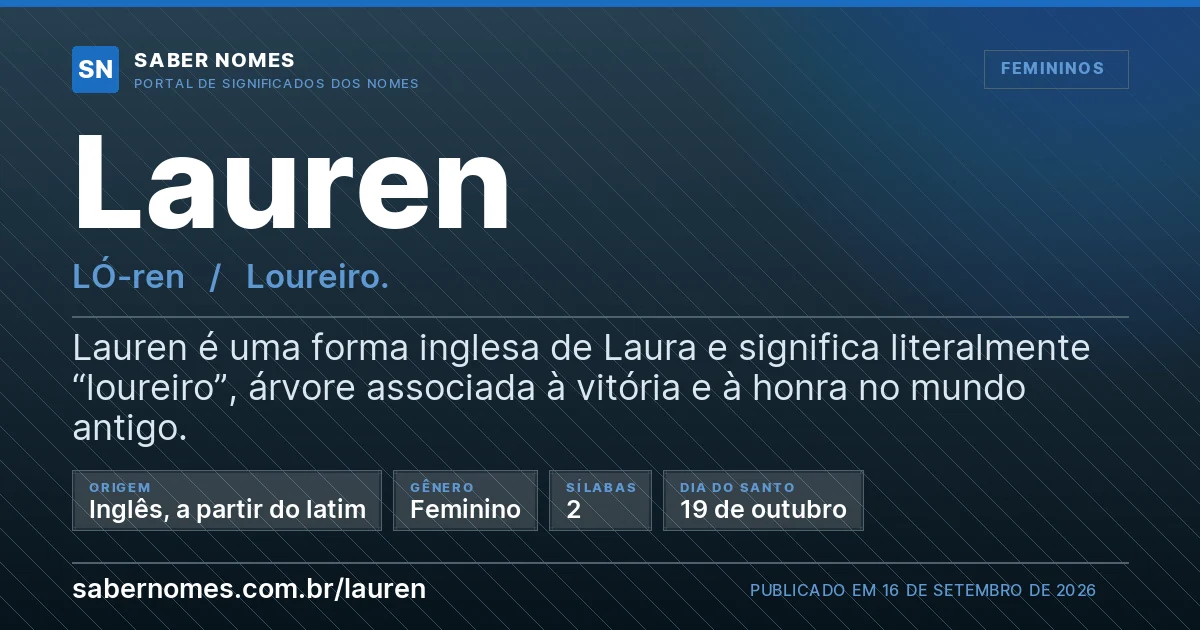 Imagem com o significado do nome Lauren