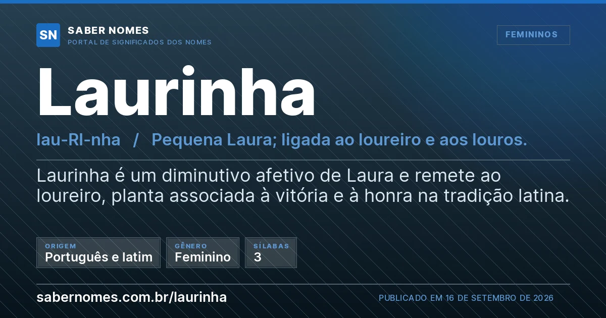 Imagem com o significado do nome Laurinha