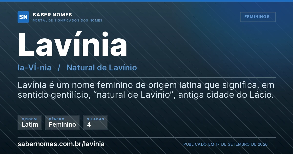 Imagem com o significado do nome Lavínia