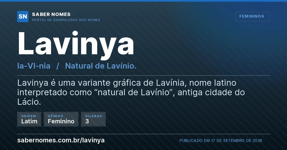 Imagem com o significado do nome Lavinya