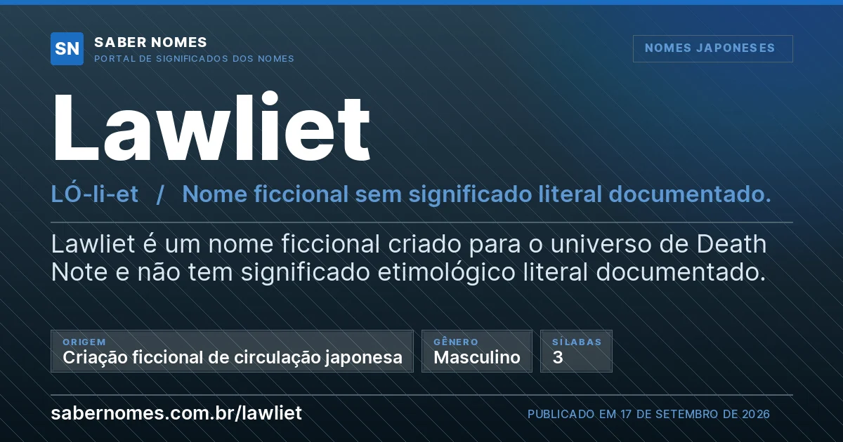 Imagem com o significado do nome Lawliet