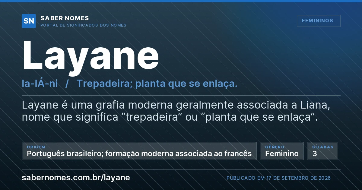 Imagem com o significado do nome Layane