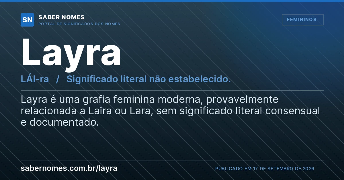 Imagem com o significado do nome Layra