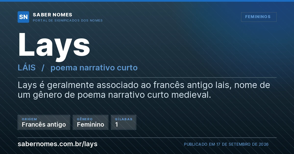 Imagem com o significado do nome Lays