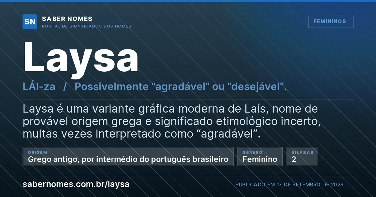 Imagem com o significado do nome Laysa