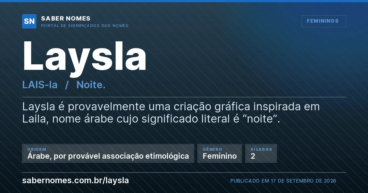 Imagem com o significado do nome Laysla