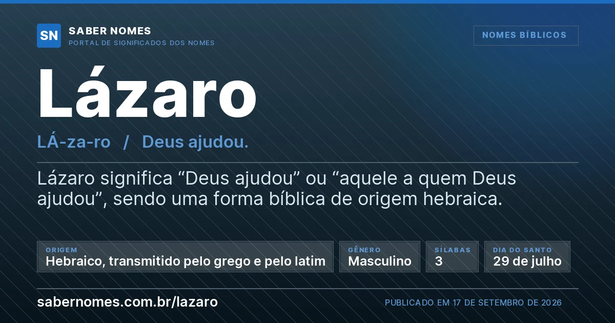 Imagem com o significado do nome Lázaro