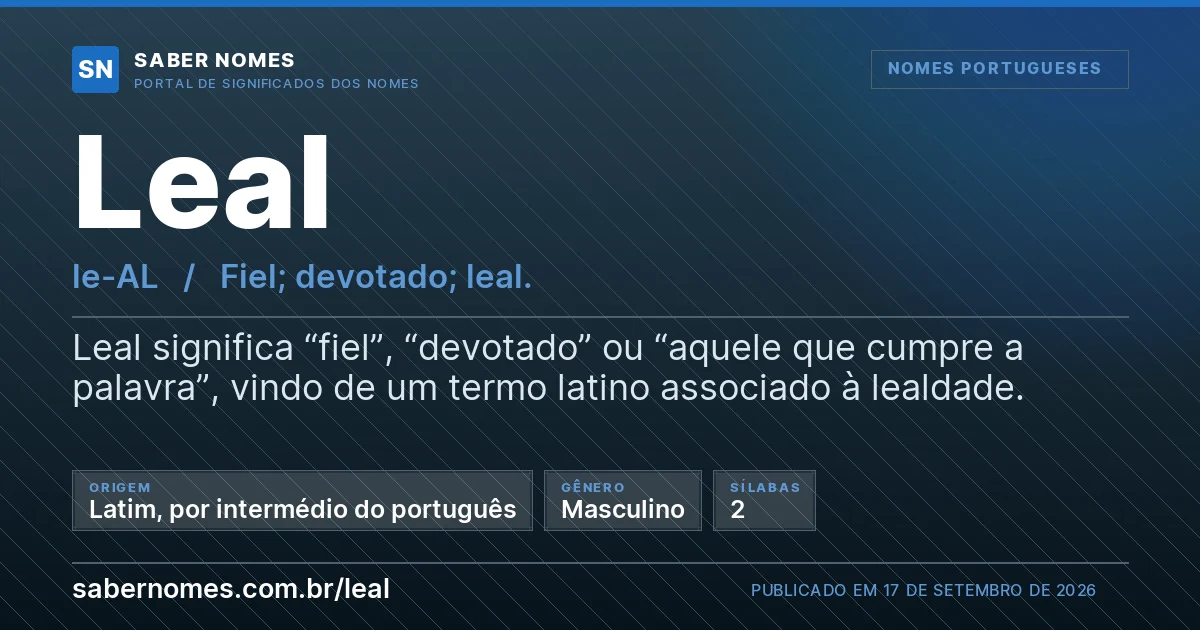 Imagem com o significado do nome Leal