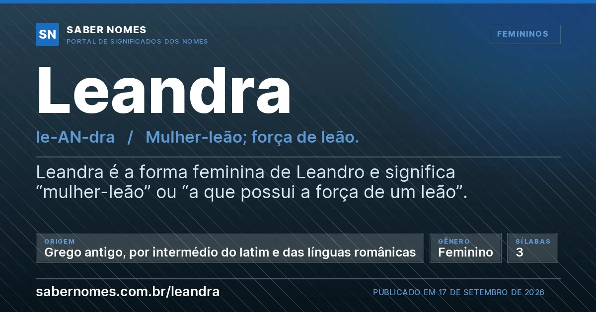 Imagem com o significado do nome Leandra
