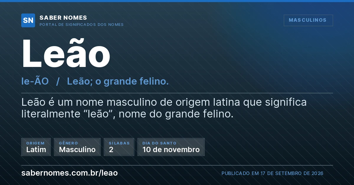 Imagem com o significado do nome Leão