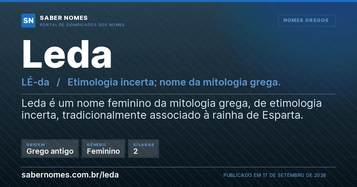 Imagem com o significado do nome Leda