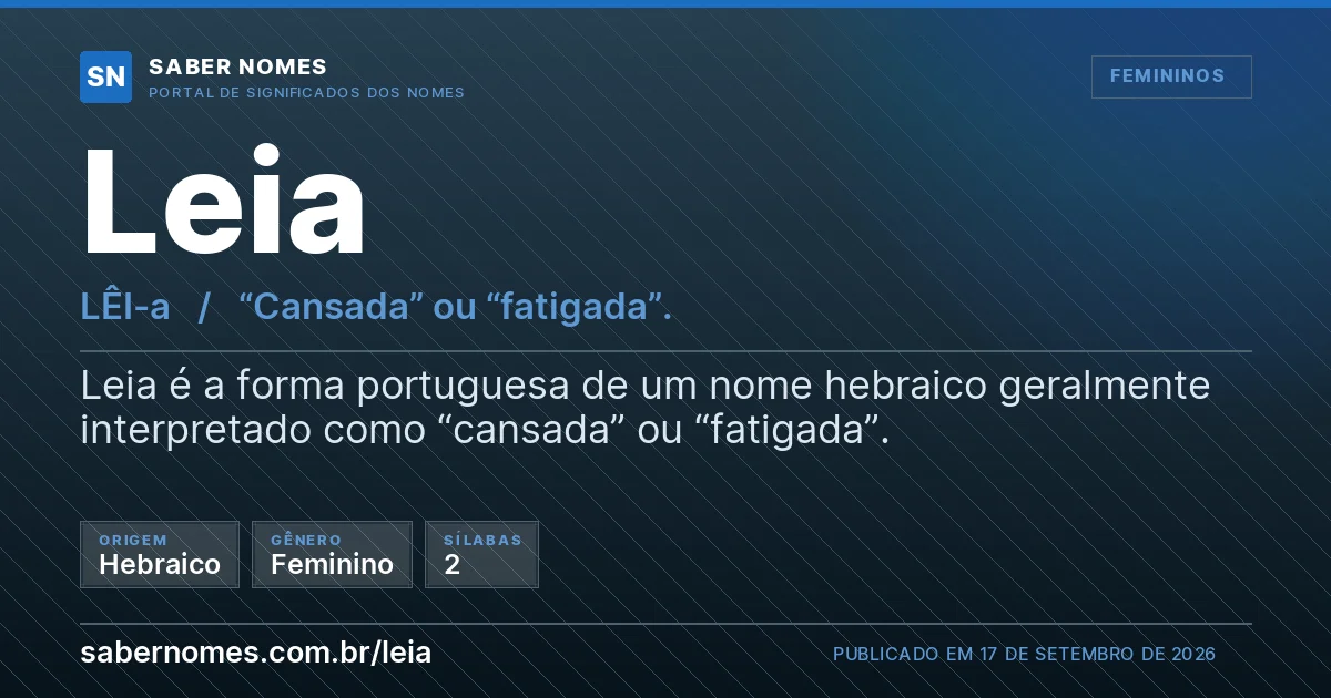 Imagem com o significado do nome Leia