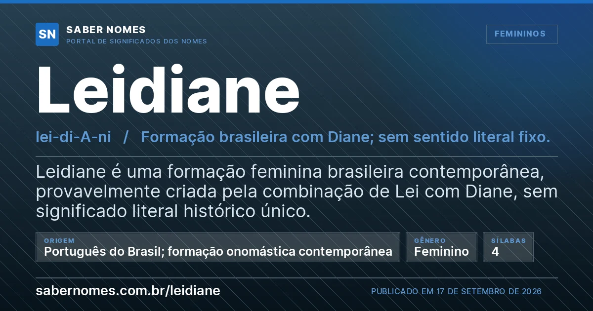 Imagem com o significado do nome Leidiane