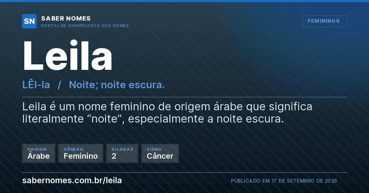 Imagem com o significado do nome Leila