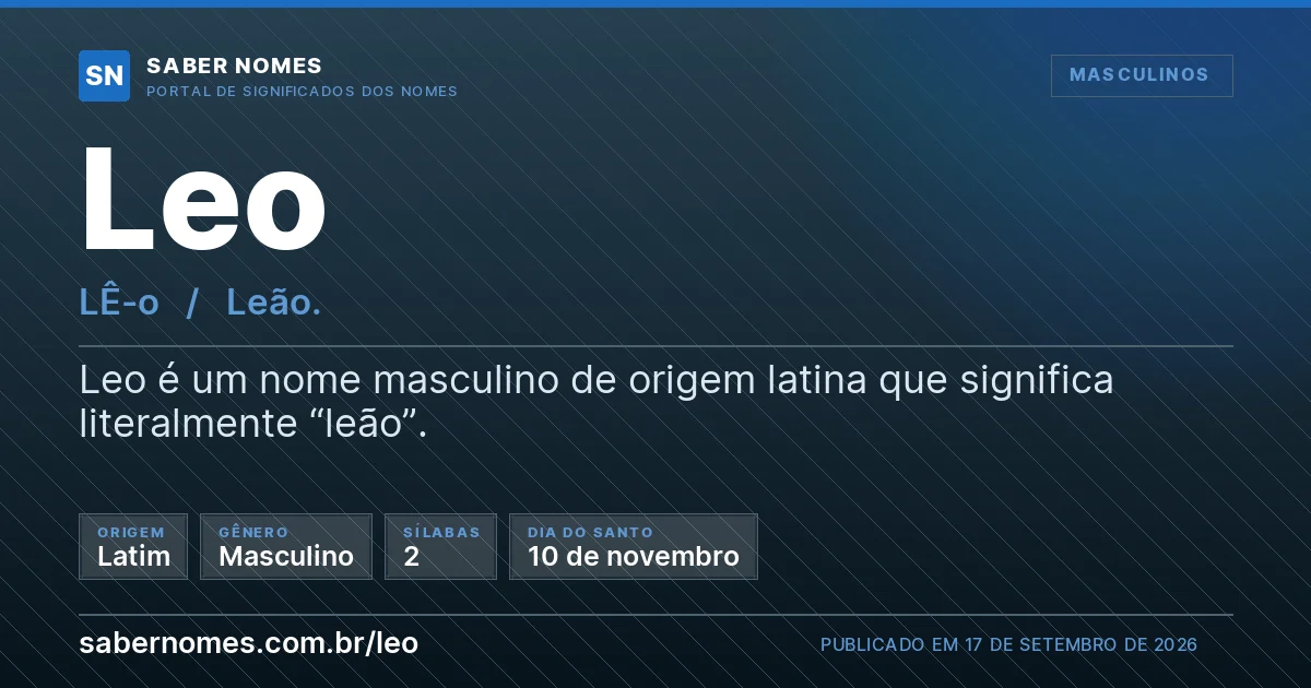Imagem com o significado do nome Leo
