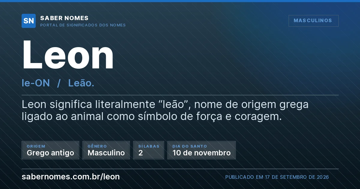 Imagem com o significado do nome Leon