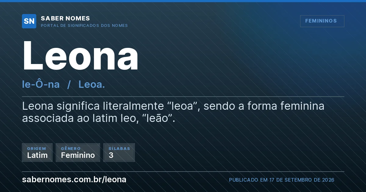 Imagem com o significado do nome Leona