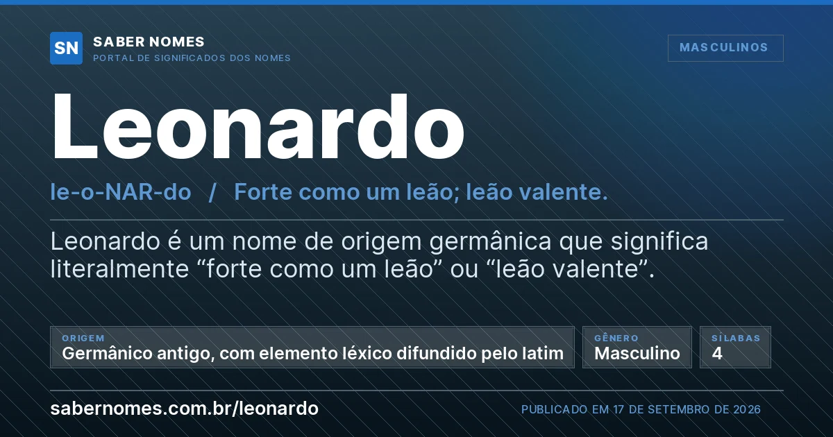 Imagem com o significado do nome Leonardo