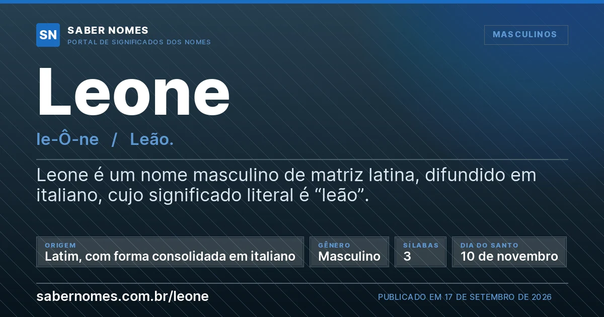 Imagem com o significado do nome Leone