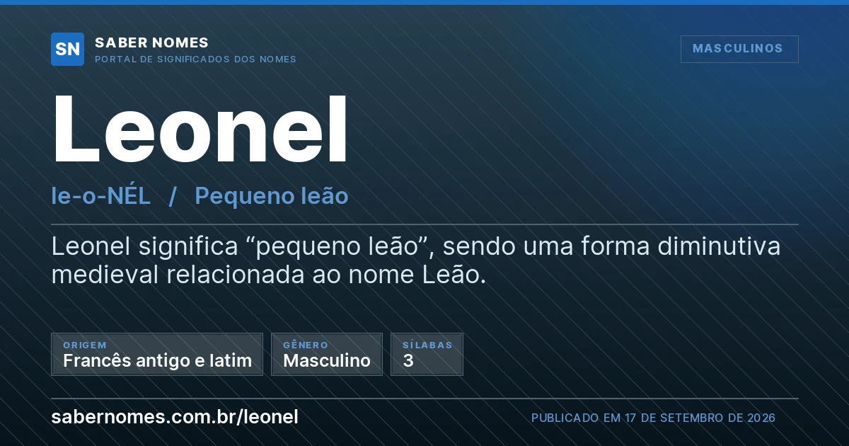 Imagem com o significado do nome Leonel