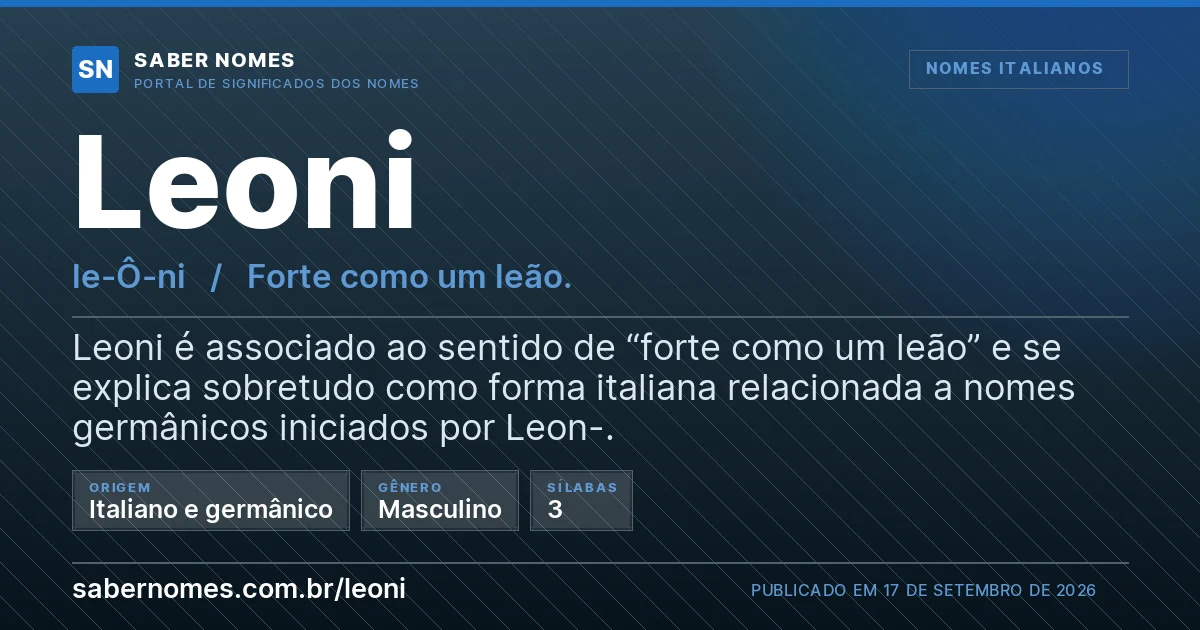 Imagem com o significado do nome Leoni