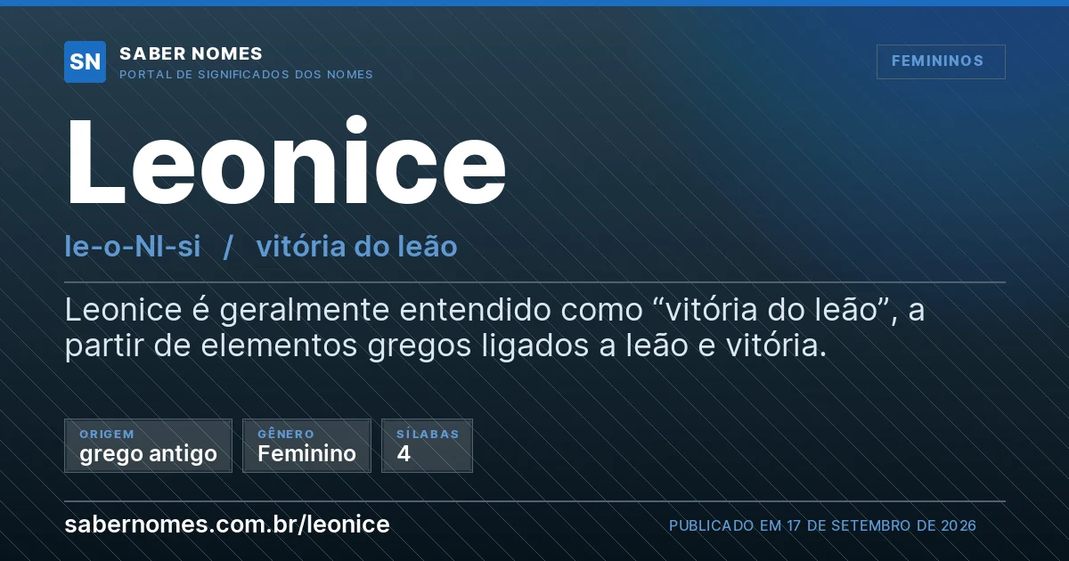 Imagem com o significado do nome Leonice