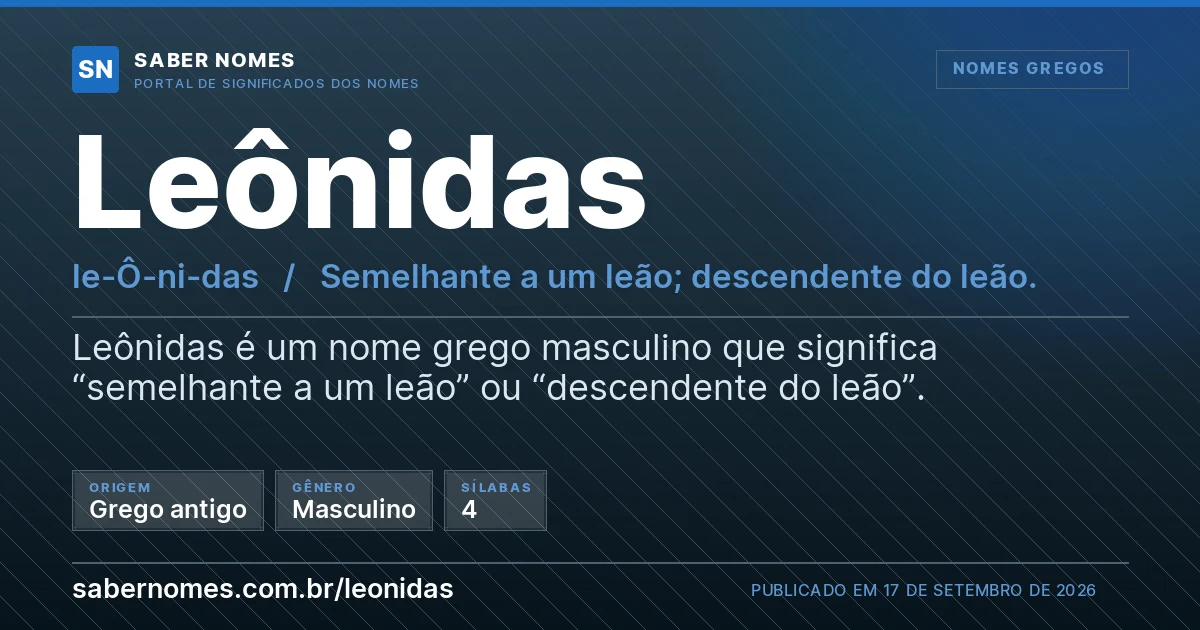 Imagem com o significado do nome Leônidas