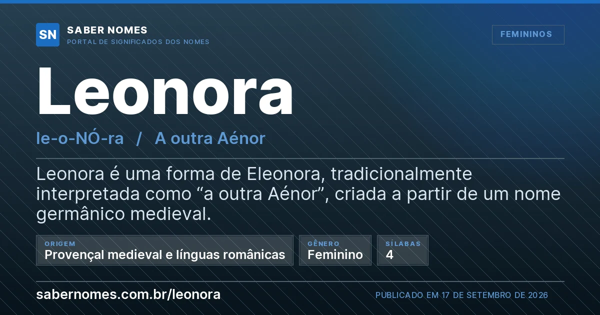 Imagem com o significado do nome Leonora