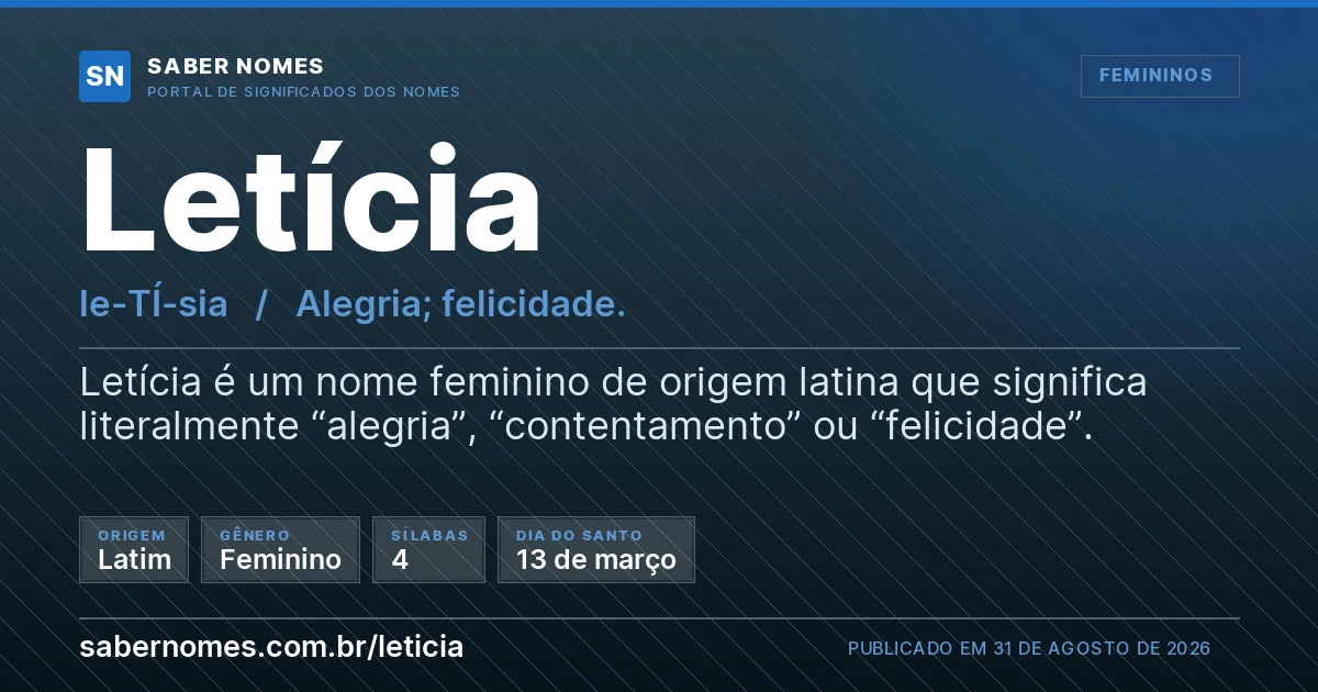 Imagem com o significado do nome Letícia