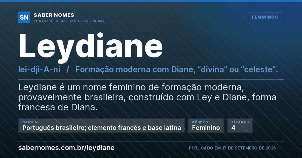 Imagem com o significado do nome Leydiane