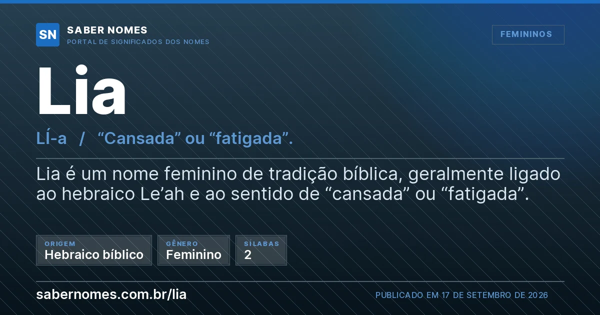 Imagem com o significado do nome Lia